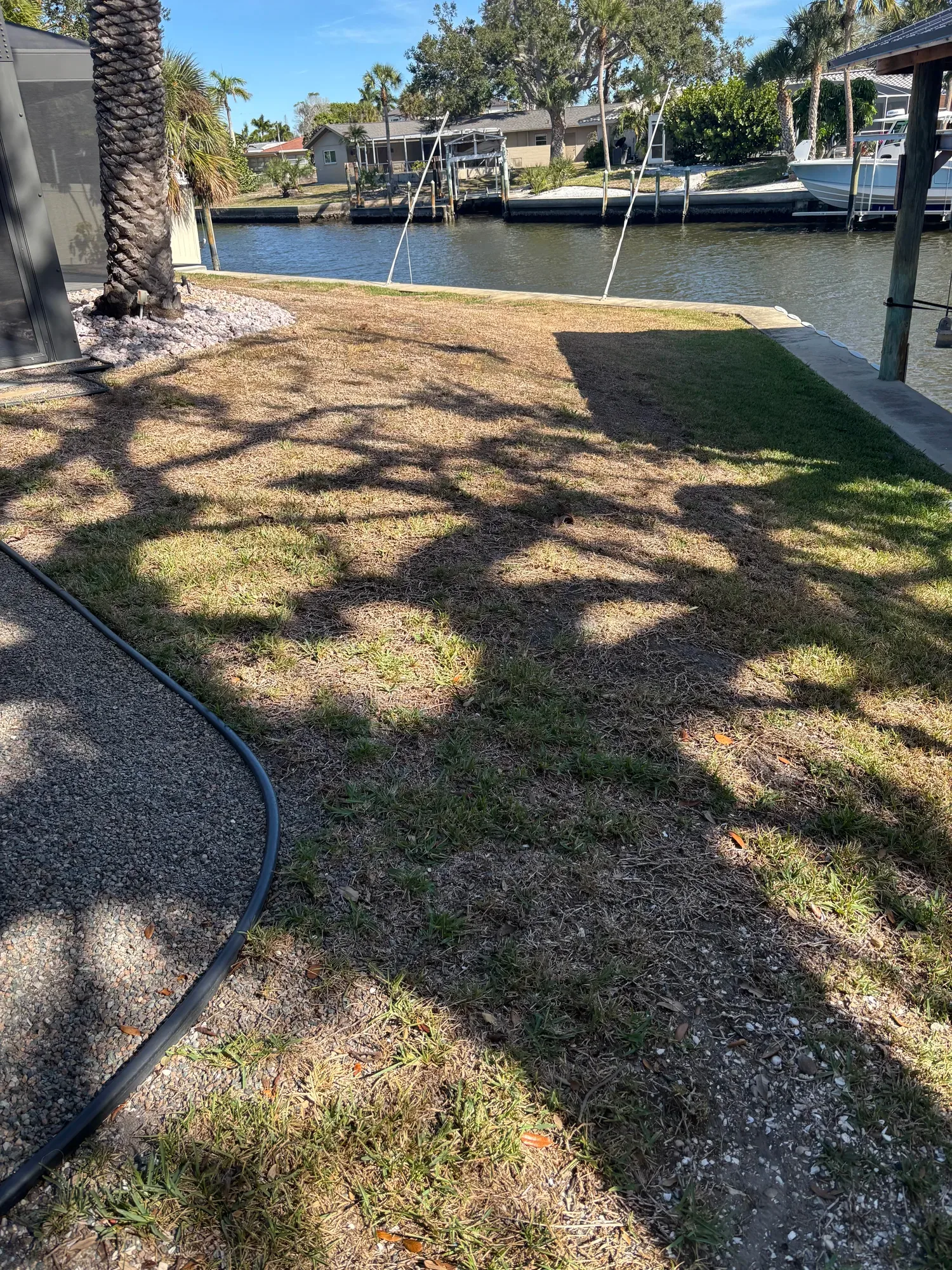 The screened patio before artificial turf installation